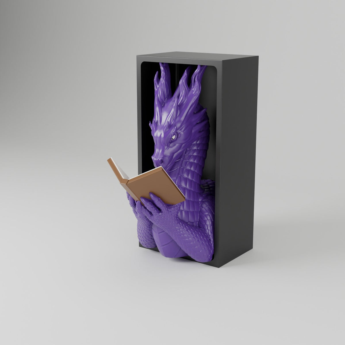 Flamewing Dragon Reader Book Nook – Dragon Reading a Book in a Bookshelf Insert - Northern Foundry