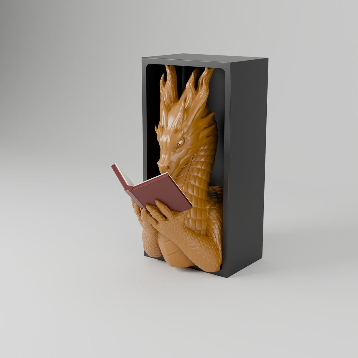 Flamewing Dragon Reader Book Nook – Dragon Reading a Book in a Bookshelf Insert - Northern Foundry