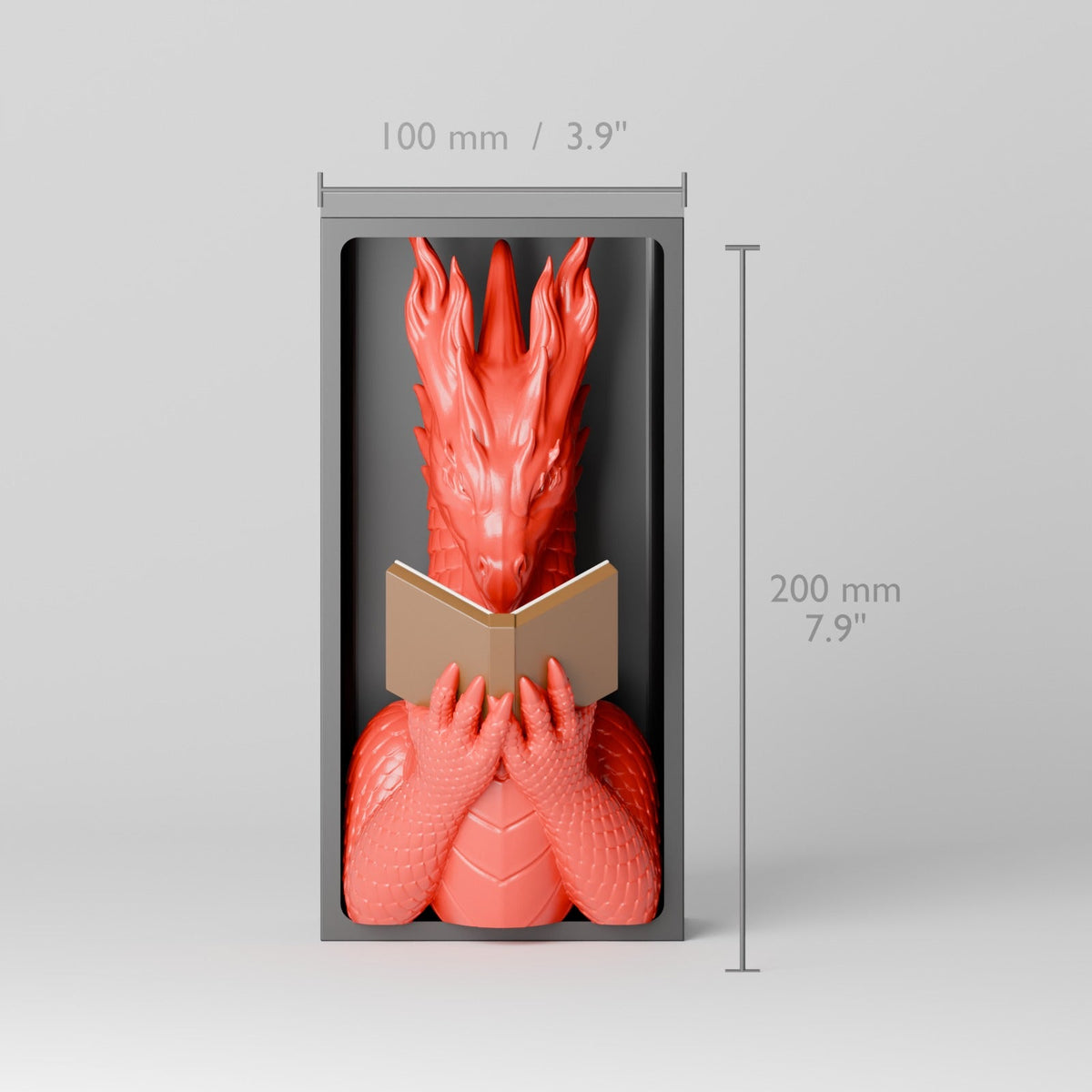 Flamewing Dragon Reader Book Nook – Dragon Reading a Book in a Bookshelf Insert - Northern Foundry