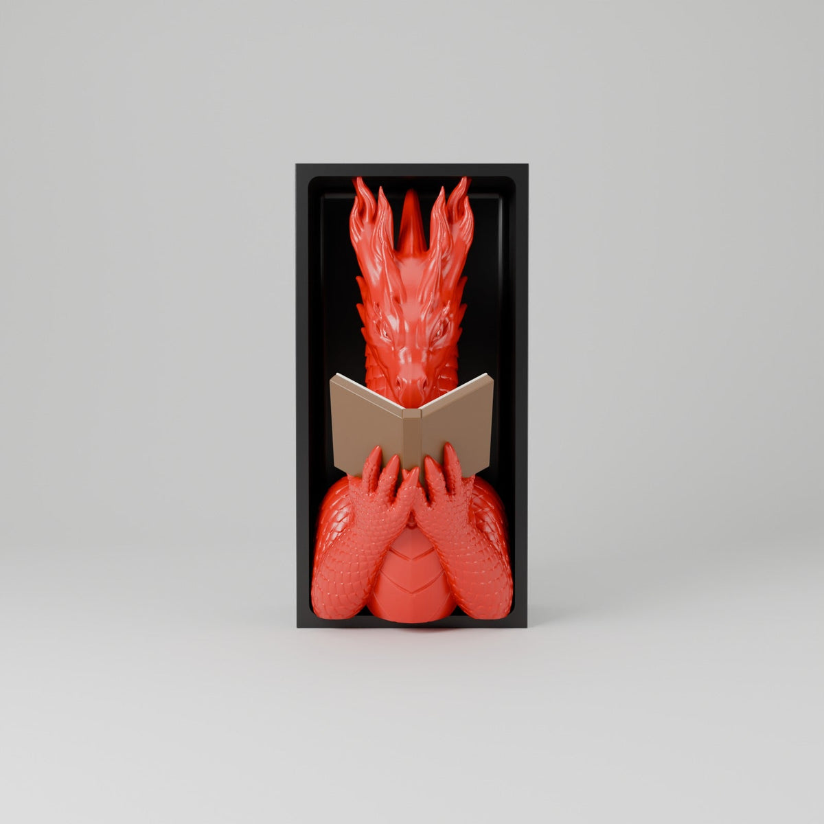 Flamewing Dragon Reader Book Nook – Dragon Reading a Book in a Bookshelf Insert - Northern Foundry