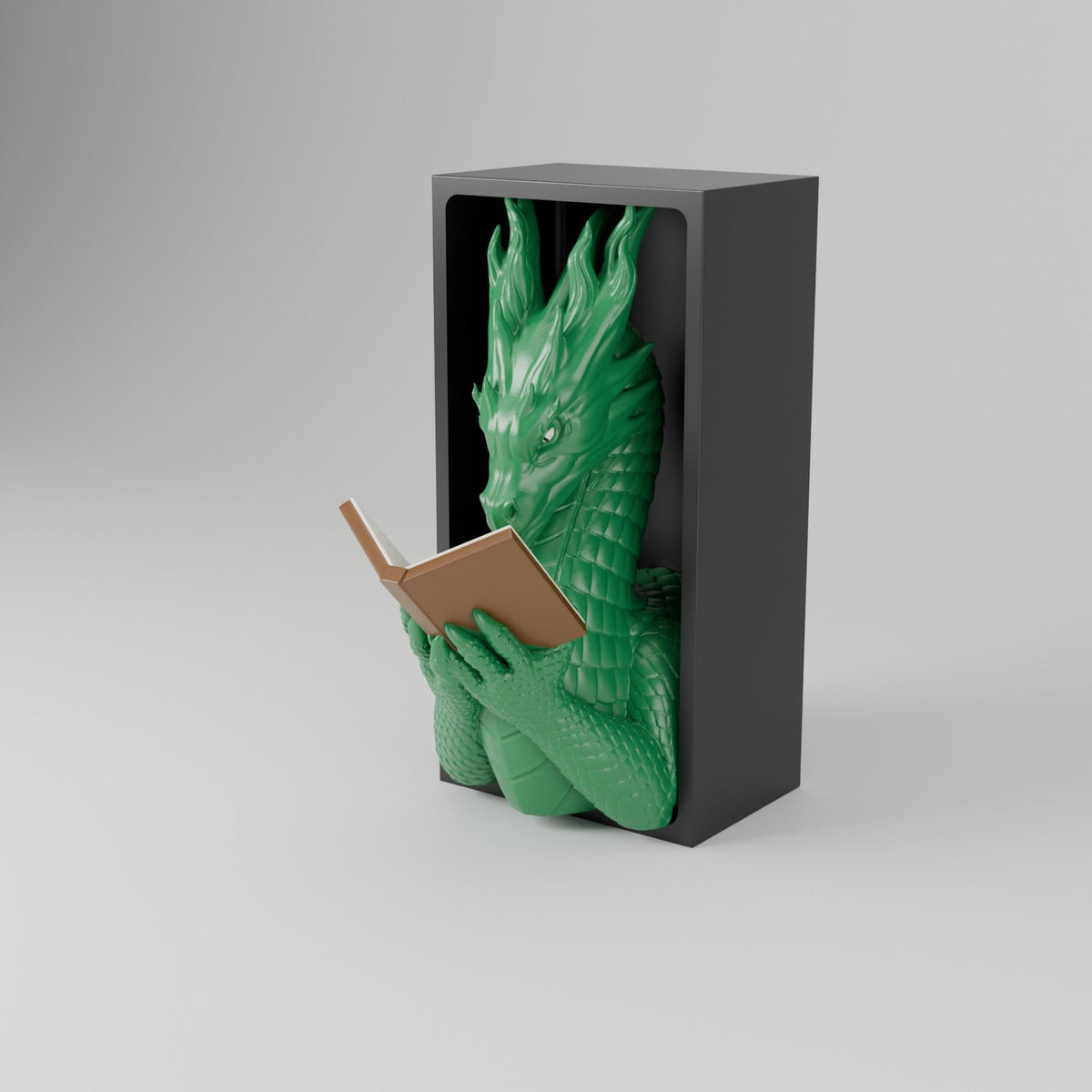 Flamewing Dragon Reader Book Nook – Dragon Reading a Book in a Bookshelf Insert - Northern Foundry