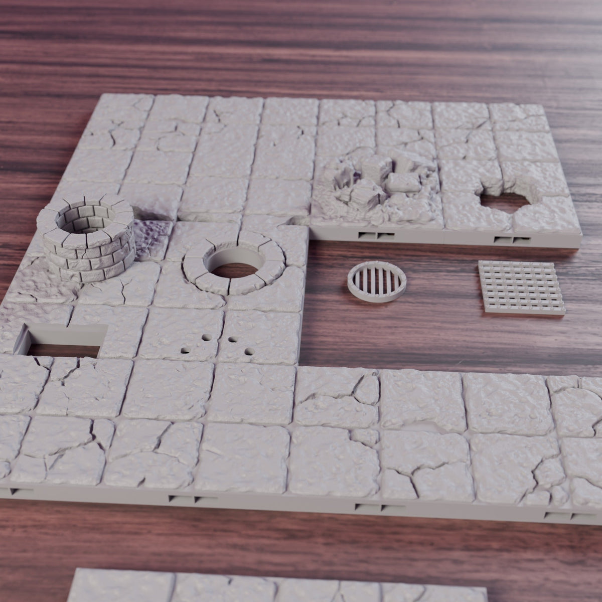 Floor Variety Pack – Ruined, Drain & Grate Tiles (Dragonlock 28mm) - Northern Foundry