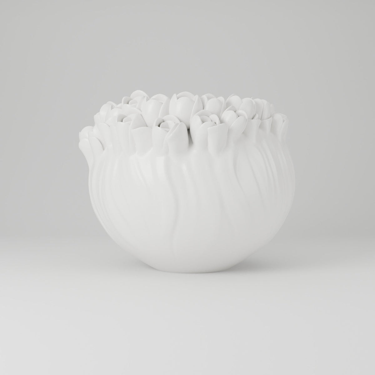 Floris Tulip Bowl Vase – Sculpted Tulip Bud Rim Vase - Northern Foundry