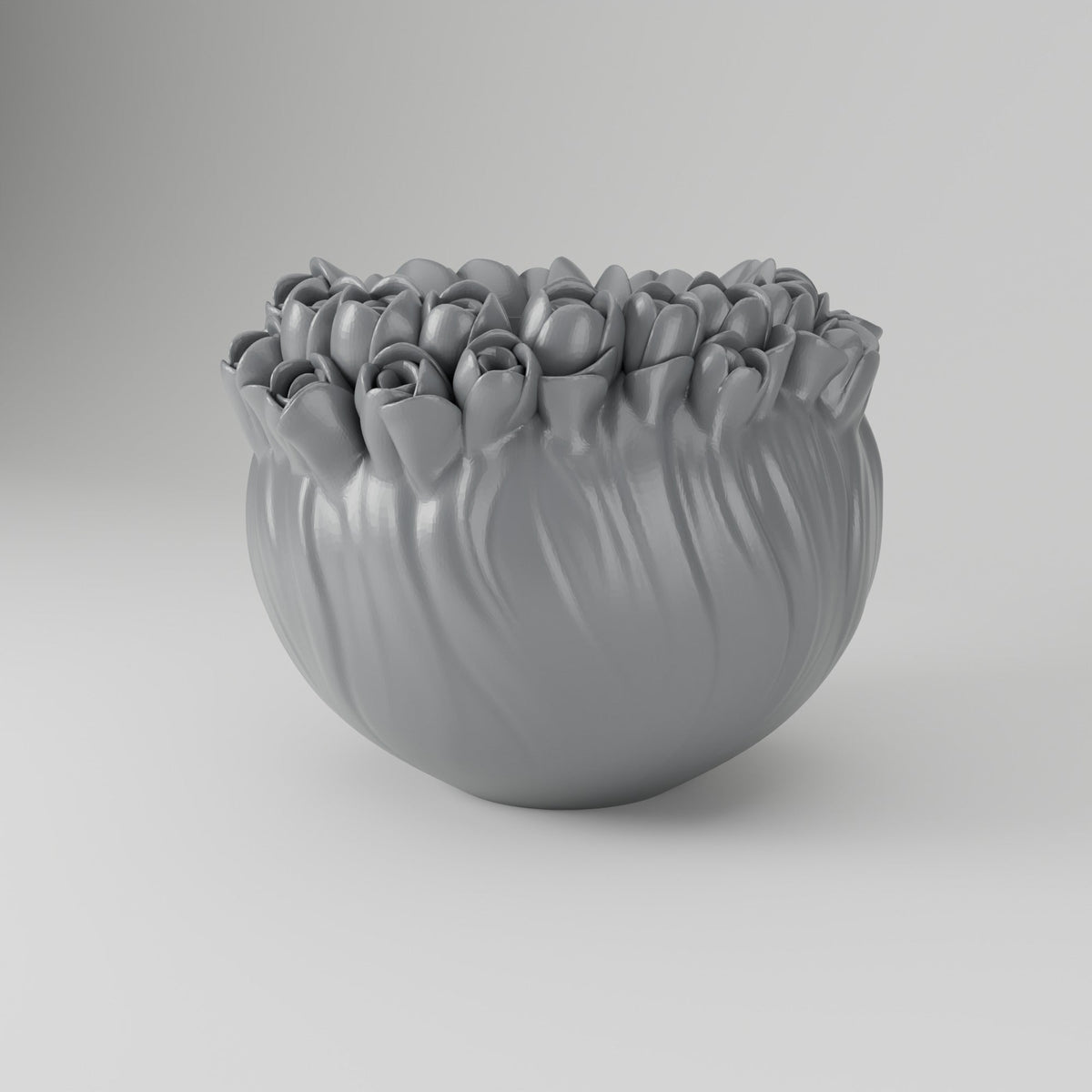 Floris Tulip Bowl Vase – Sculpted Tulip Bud Rim Vase - Northern Foundry