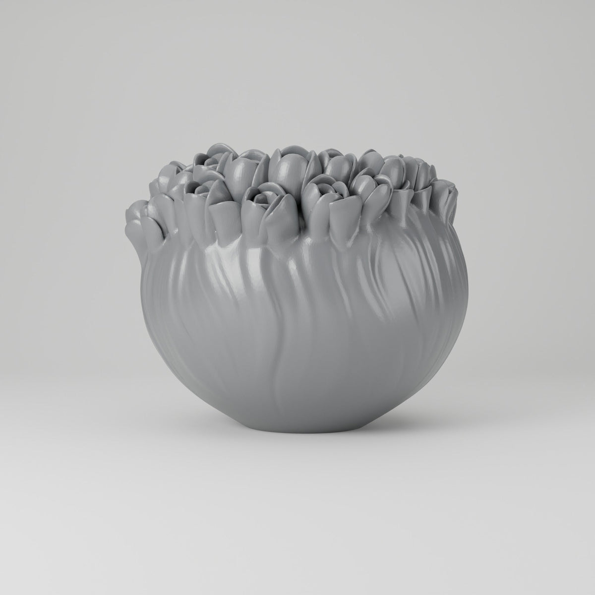 Floris Tulip Bowl Vase – Sculpted Tulip Bud Rim Vase - Northern Foundry