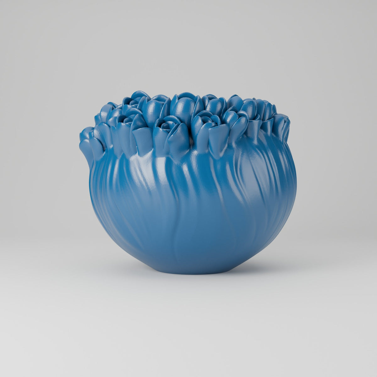 Floris Tulip Bowl Vase – Sculpted Tulip Bud Rim Vase - Northern Foundry