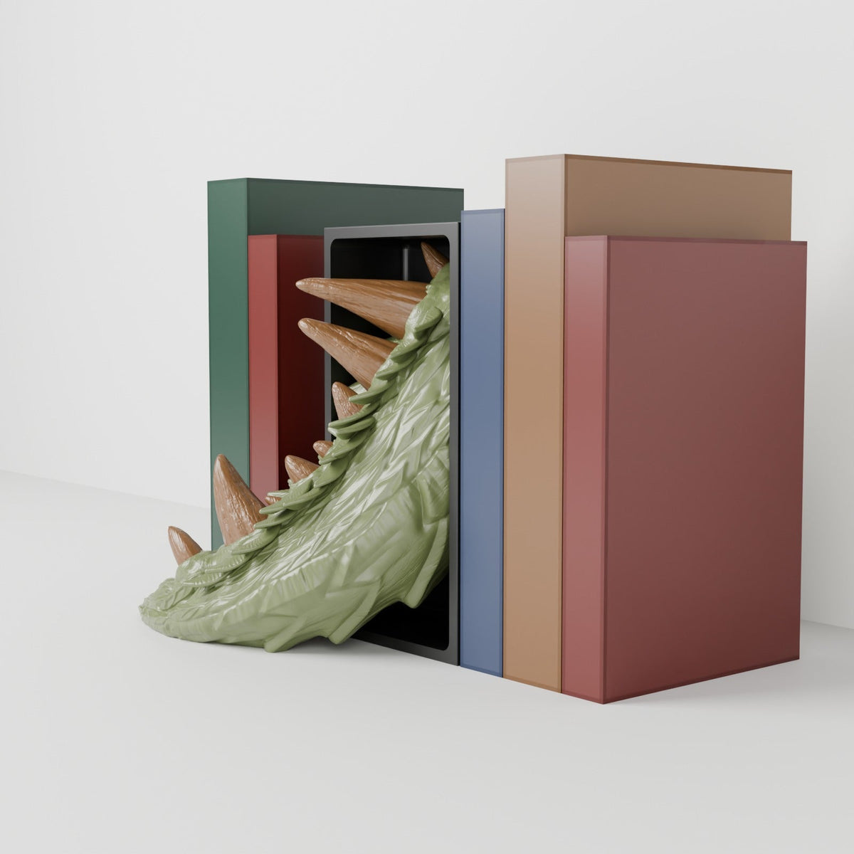 Forest Dragon Book Nook – Woodland Dragon Head or Tail Bursting from Your Bookshelf - Northern Foundry