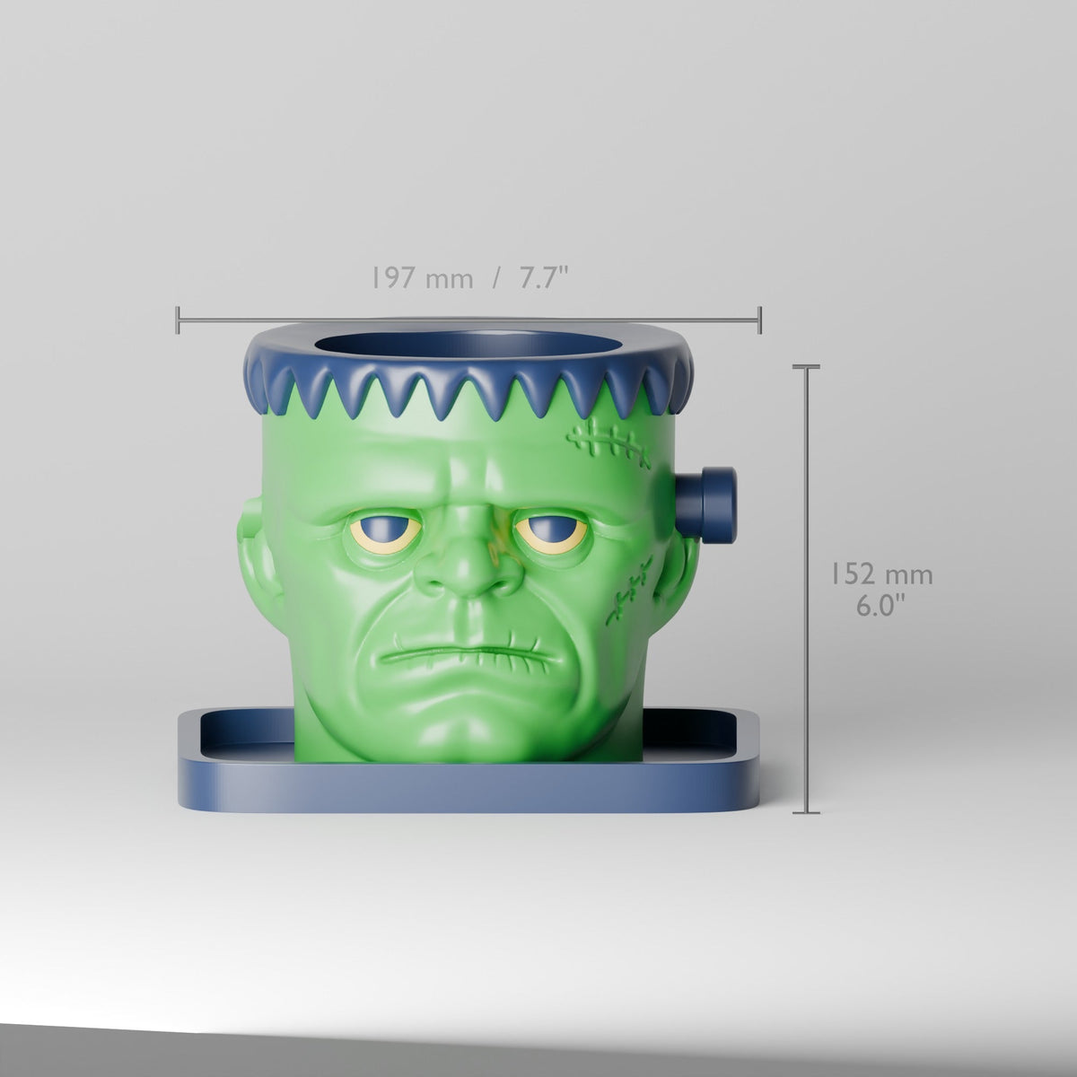 Frankenstein Head Planter with Tray – Monster Halloween Plant Pot - Northern Foundry