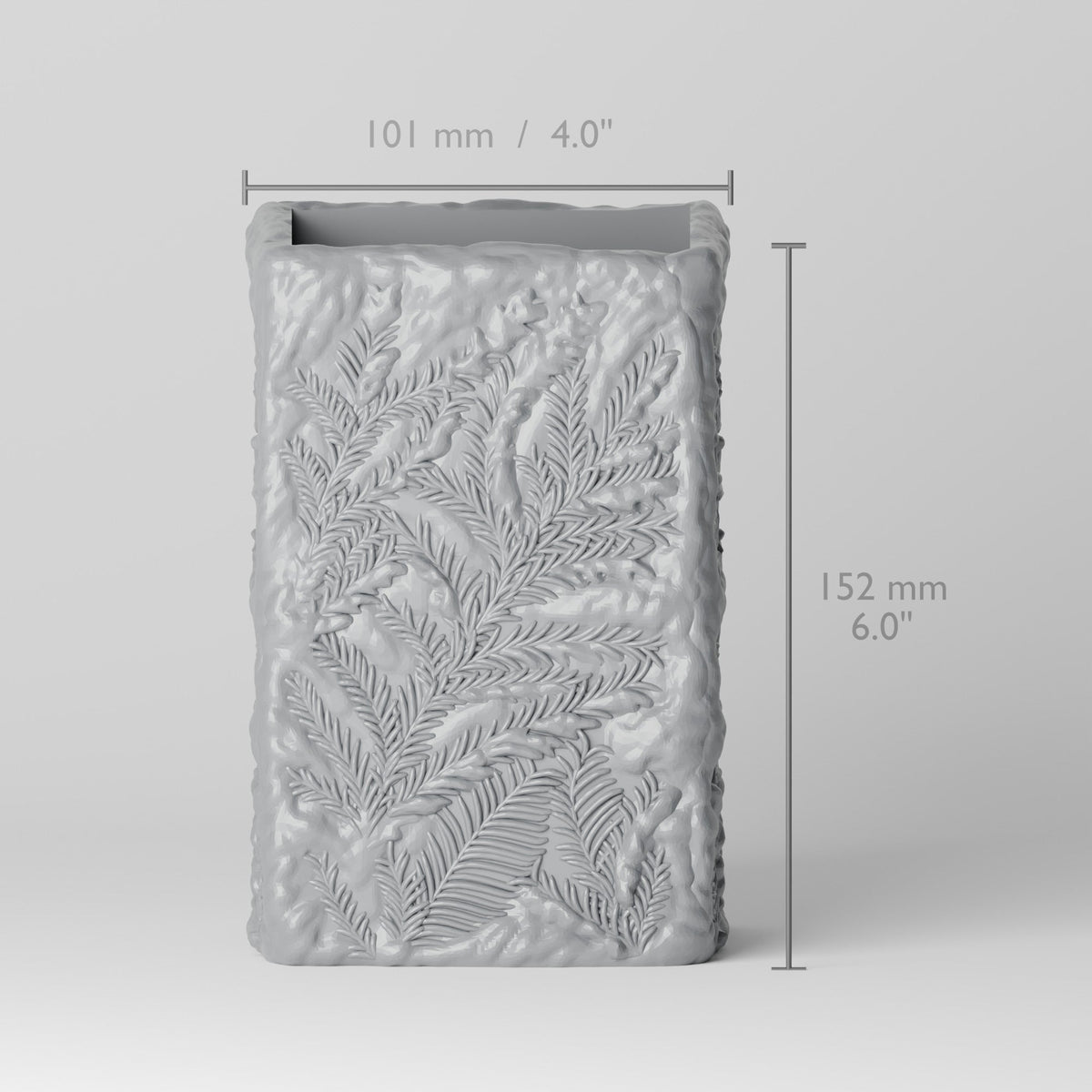 Frost Vase – Square Winter Vase with Frosted Fern Pattern - Northern Foundry
