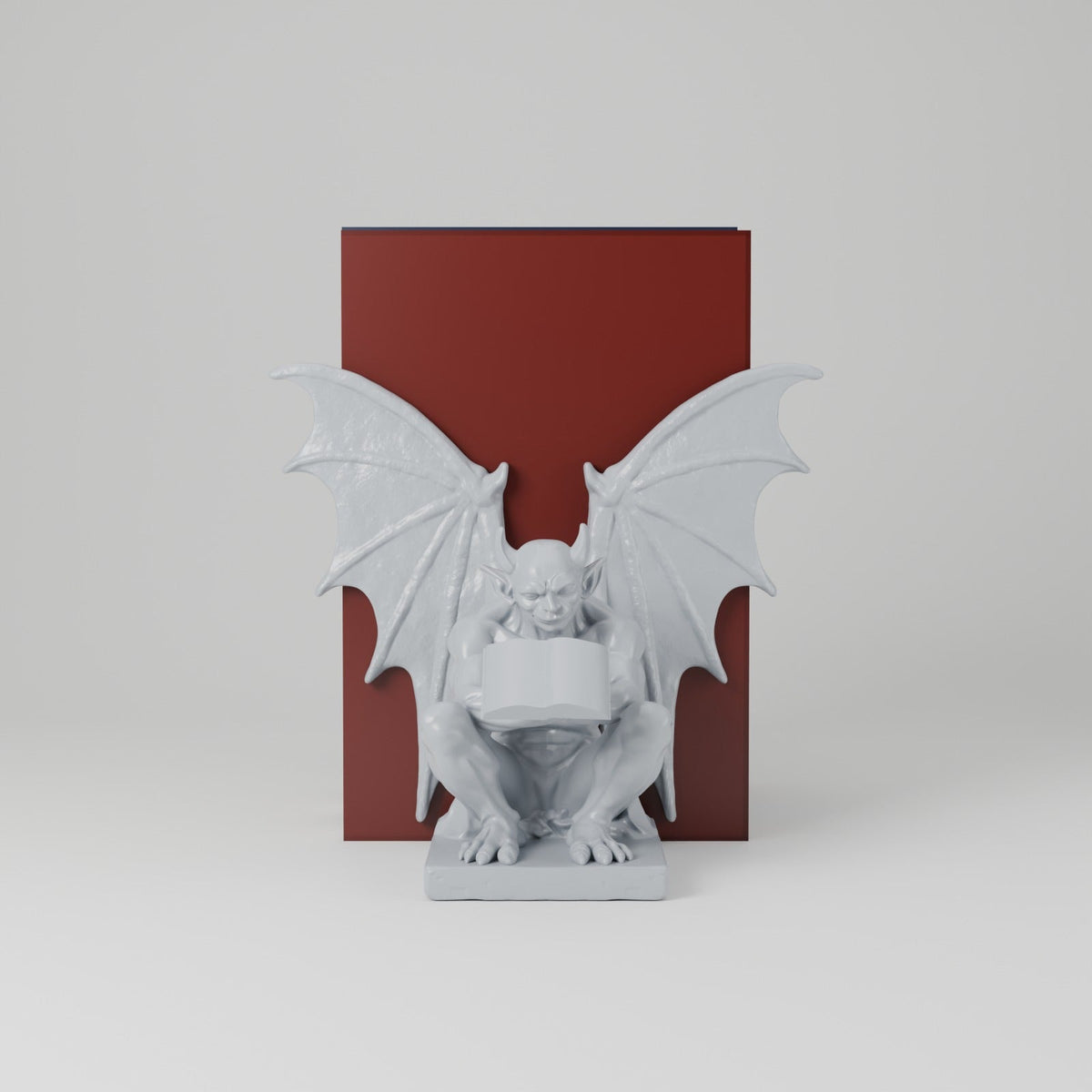 Gargoyle Reading Bookend – Winged Gargoyle Reading a Book - Northern Foundry