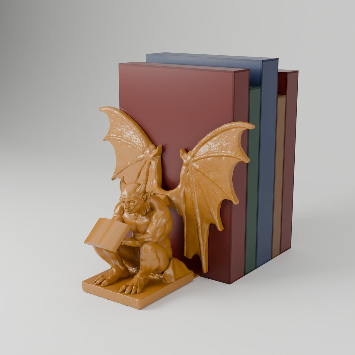Gargoyle Reading Bookend – Winged Gargoyle Reading a Book - Northern Foundry