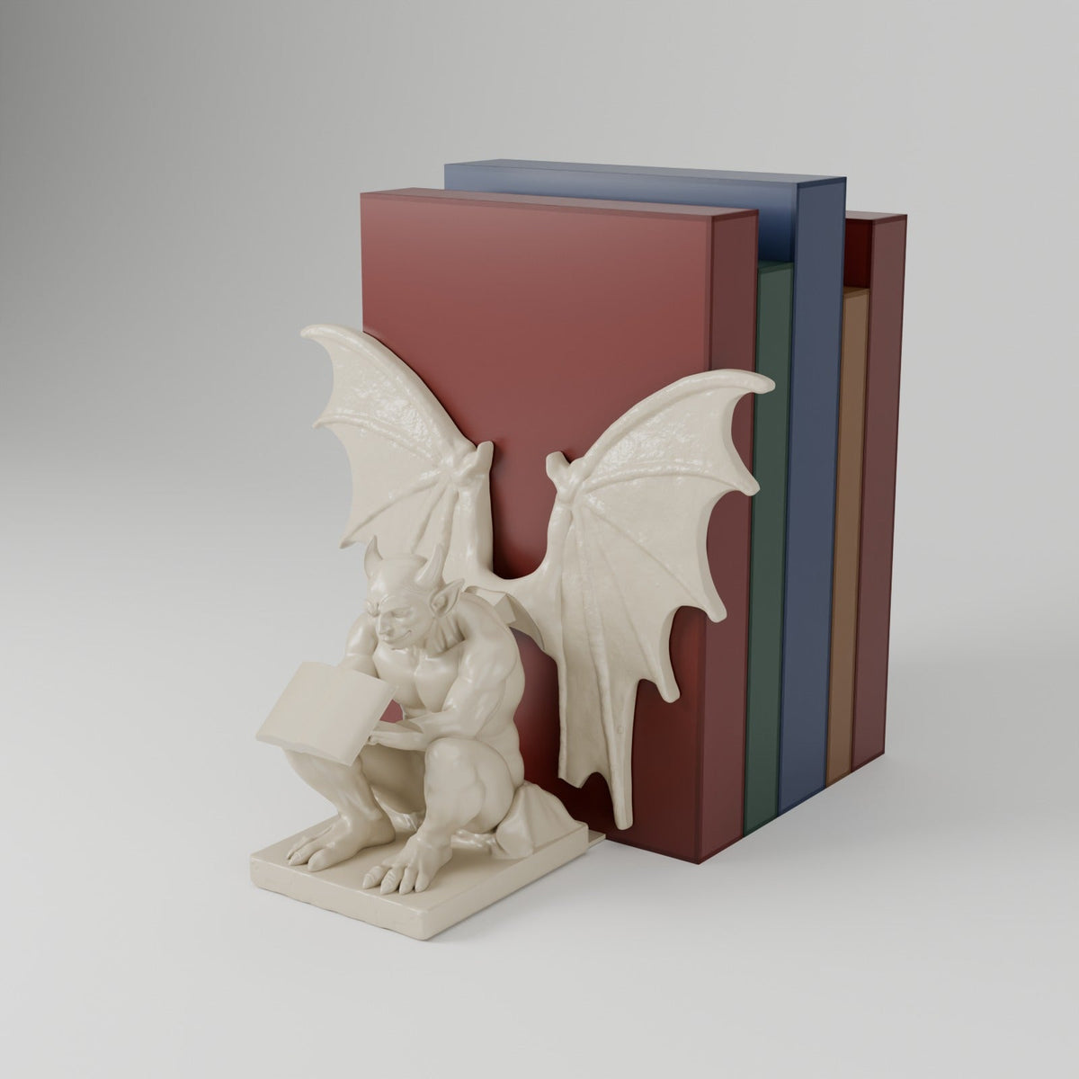 Gargoyle Reading Bookend – Winged Gargoyle Reading a Book - Northern Foundry