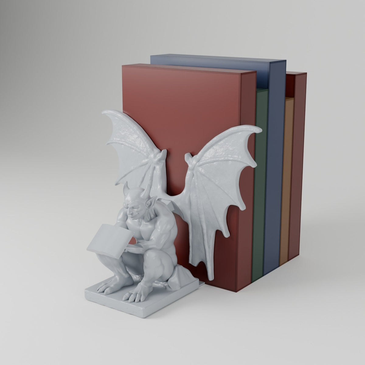Gargoyle Reading Bookend – Winged Gargoyle Reading a Book - Northern Foundry