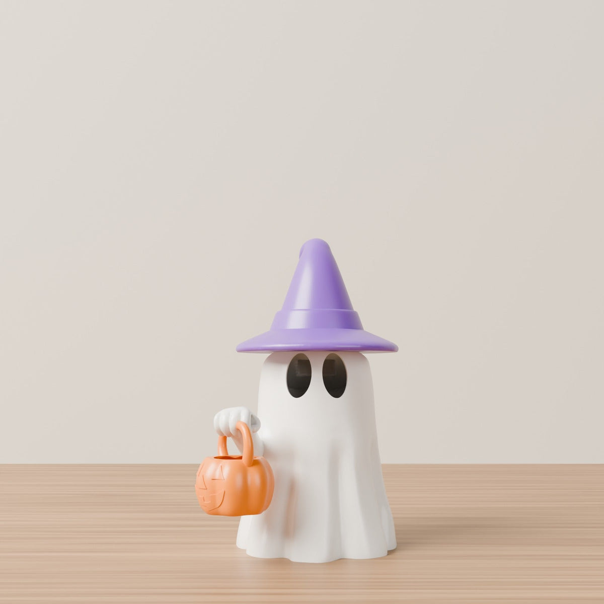Ghost Lamp with Hat – Cute Halloween Ghost Tealight Holder with Pumpkin Bucket - Northern Foundry