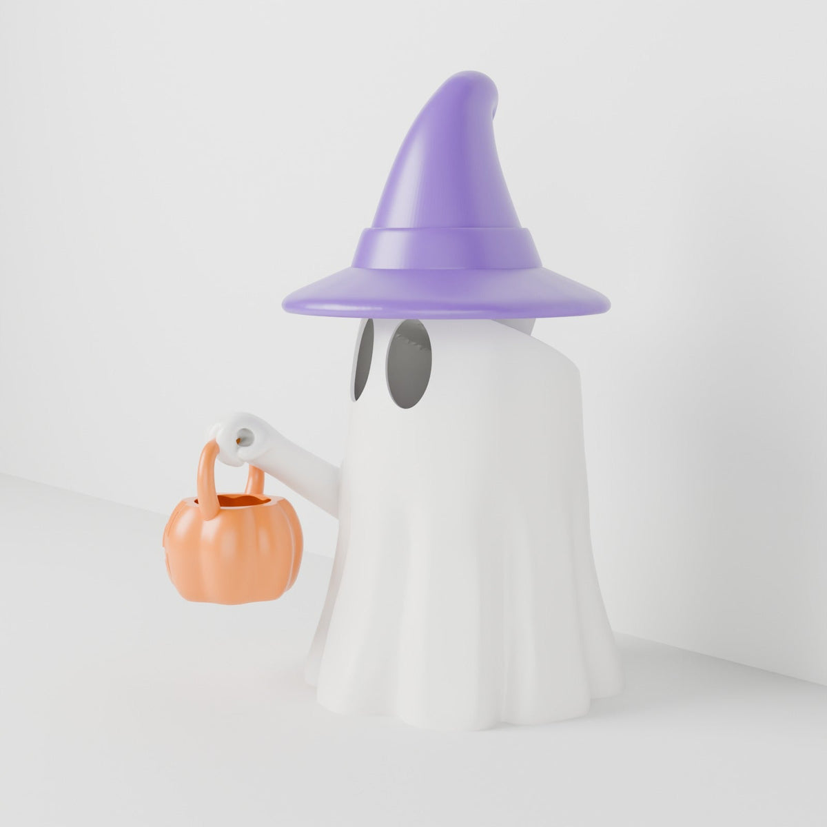 Ghost Lamp with Hat – Cute Halloween Ghost Tealight Holder with Pumpkin Bucket - Northern Foundry