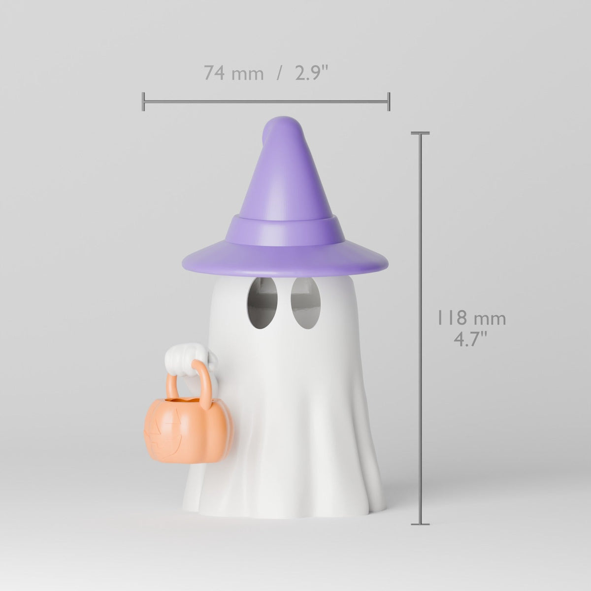 Ghost Lamp with Hat – Cute Halloween Ghost Tealight Holder with Pumpkin Bucket - Northern Foundry