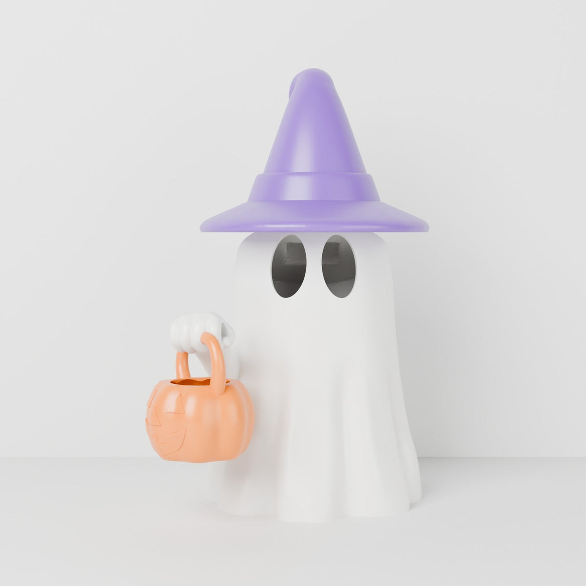 Ghost Lamp with Hat – Cute Halloween Ghost Tealight Holder with Pumpkin Bucket - Northern Foundry