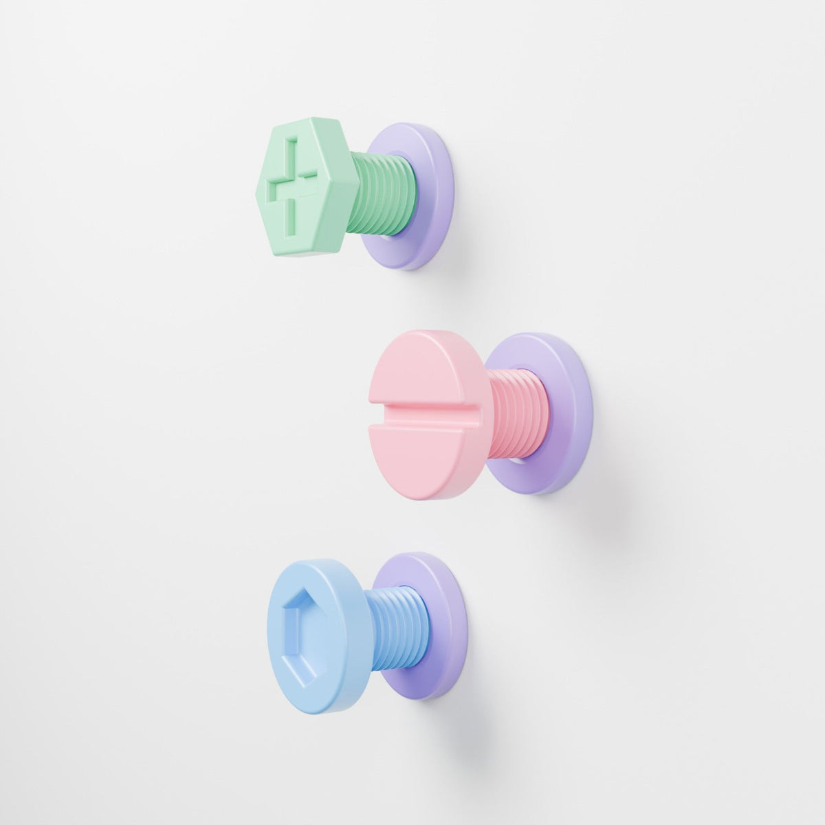 Giant Screw Wall Hooks Set of 3 – Oversized Bolt Coat Hooks, Industrial or Pastel Wall Decor - Northern Foundry
