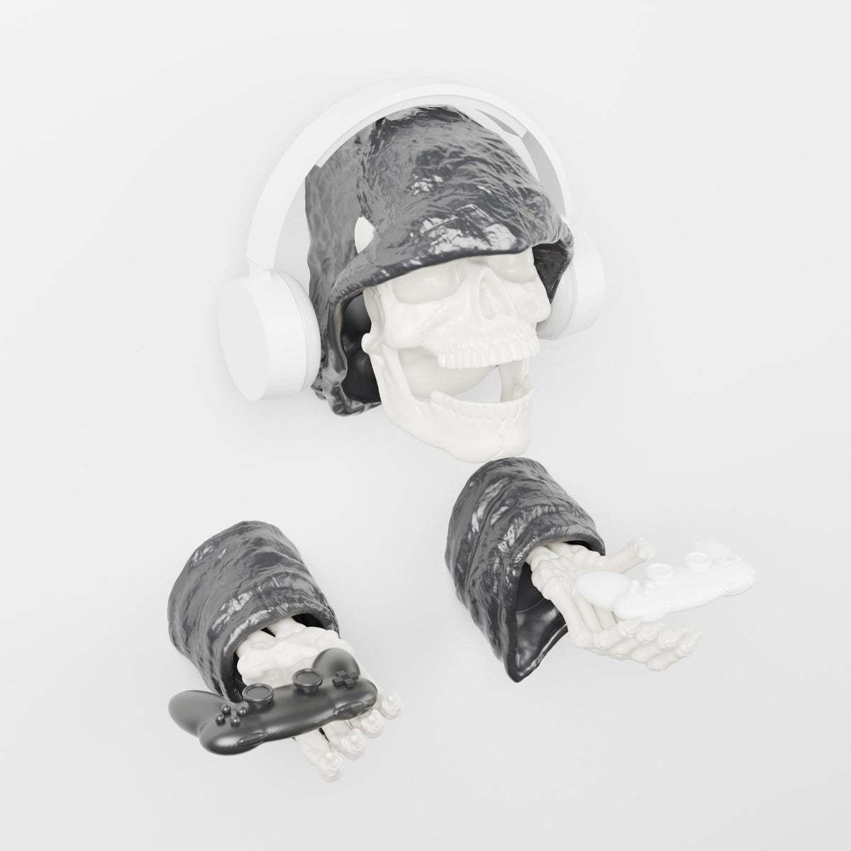 Grim Reaper Wall Mount with Skeleton Hands – Headset & Controller Holder - Northern Foundry