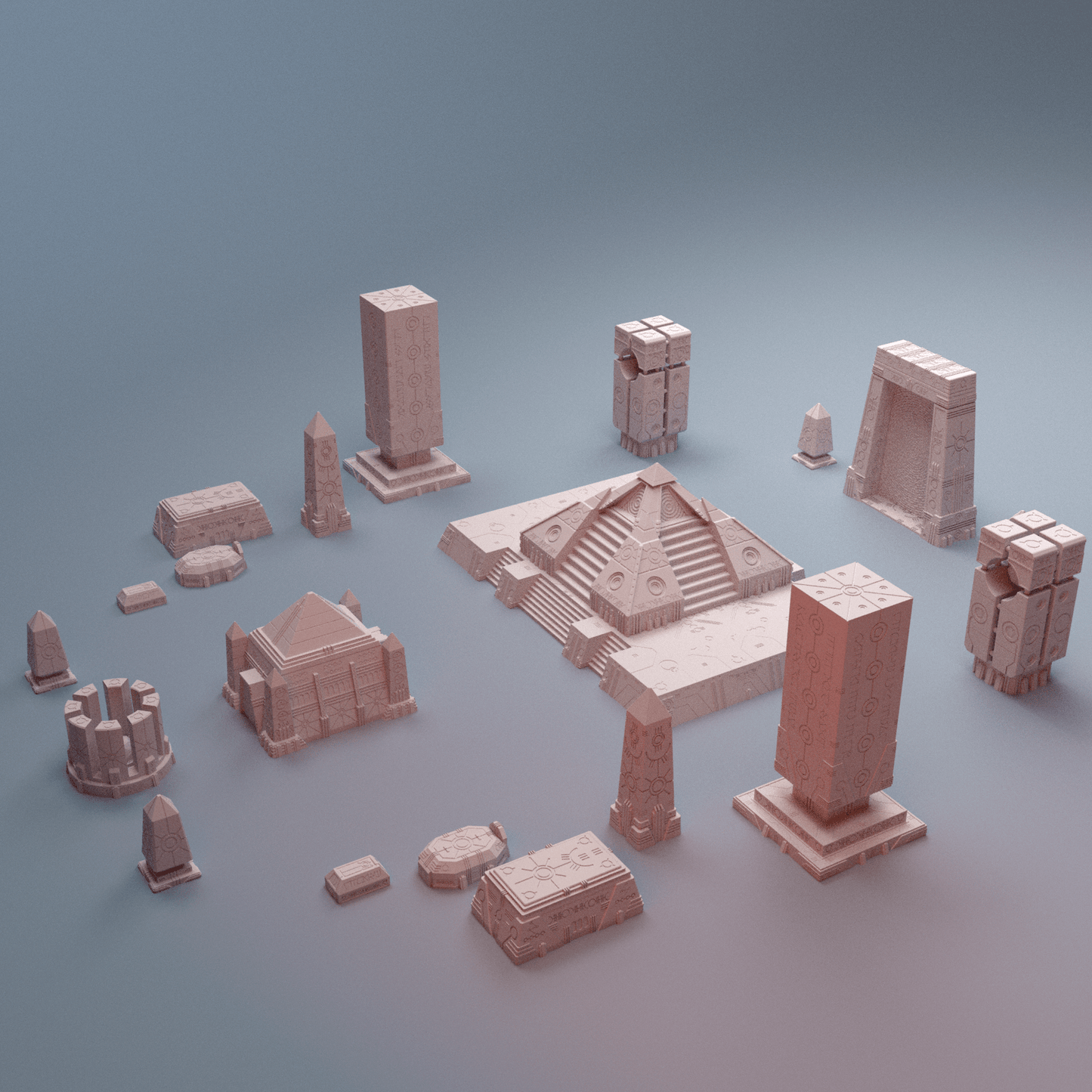 Grimdark NekroWorld Terrain Bundle – 13 Sci-Fi Tomb World Pieces (28mm/40mm) - Northern Foundry