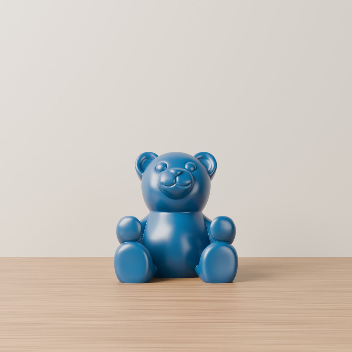 Gummy bear controller holder headset stand pacific blue on wooden table plain