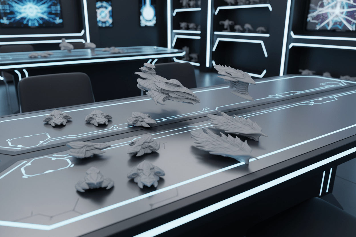 Hive Bio-Swarm Invasion Fleet — Organic Alien Spaceships — 1:128 Scale Sci-Fi Miniatures — 11 Unit Bundle