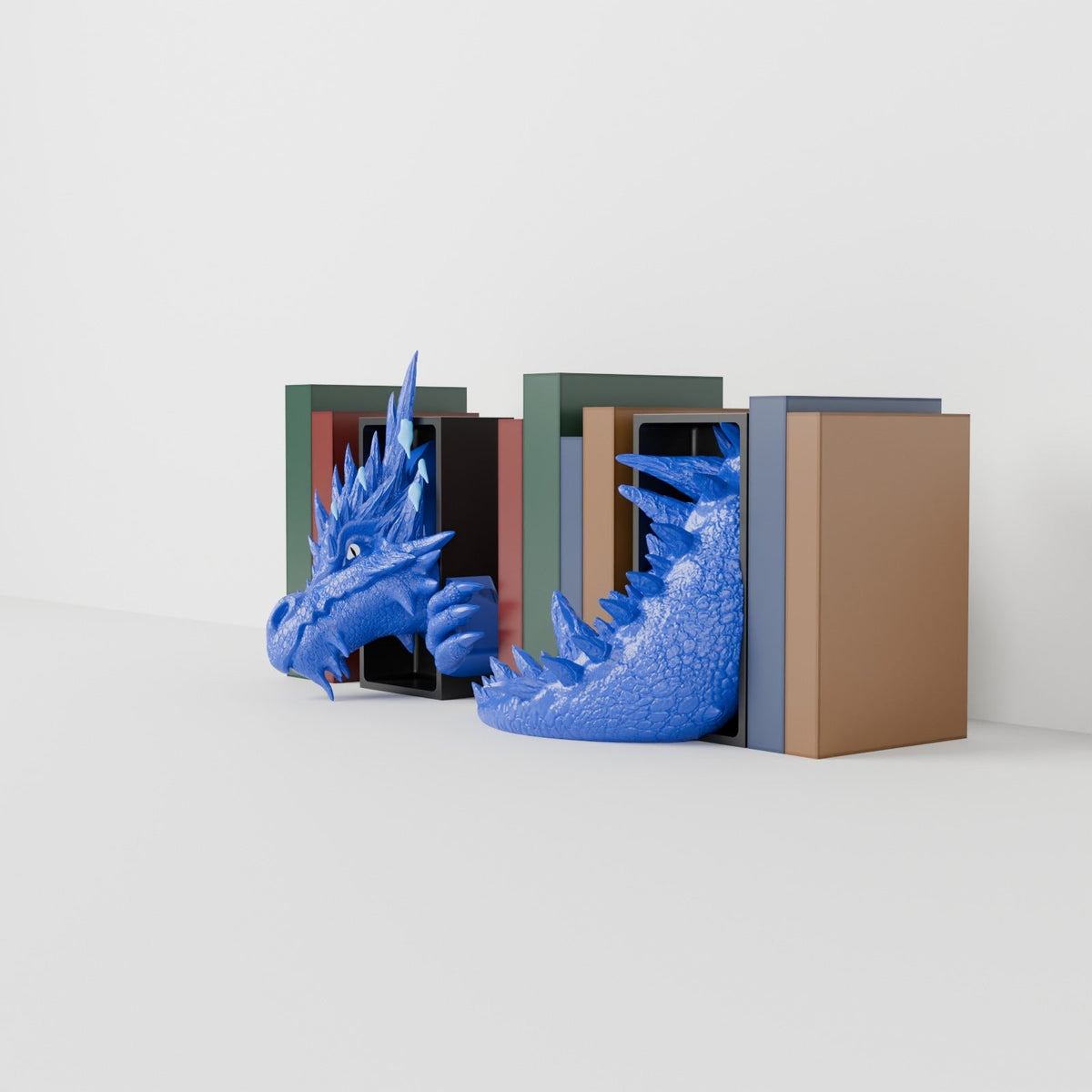 Ice Dragon Book Nook – Frost Dragon Head or Tail Bursting from Your Bookshelf - Northern Foundry