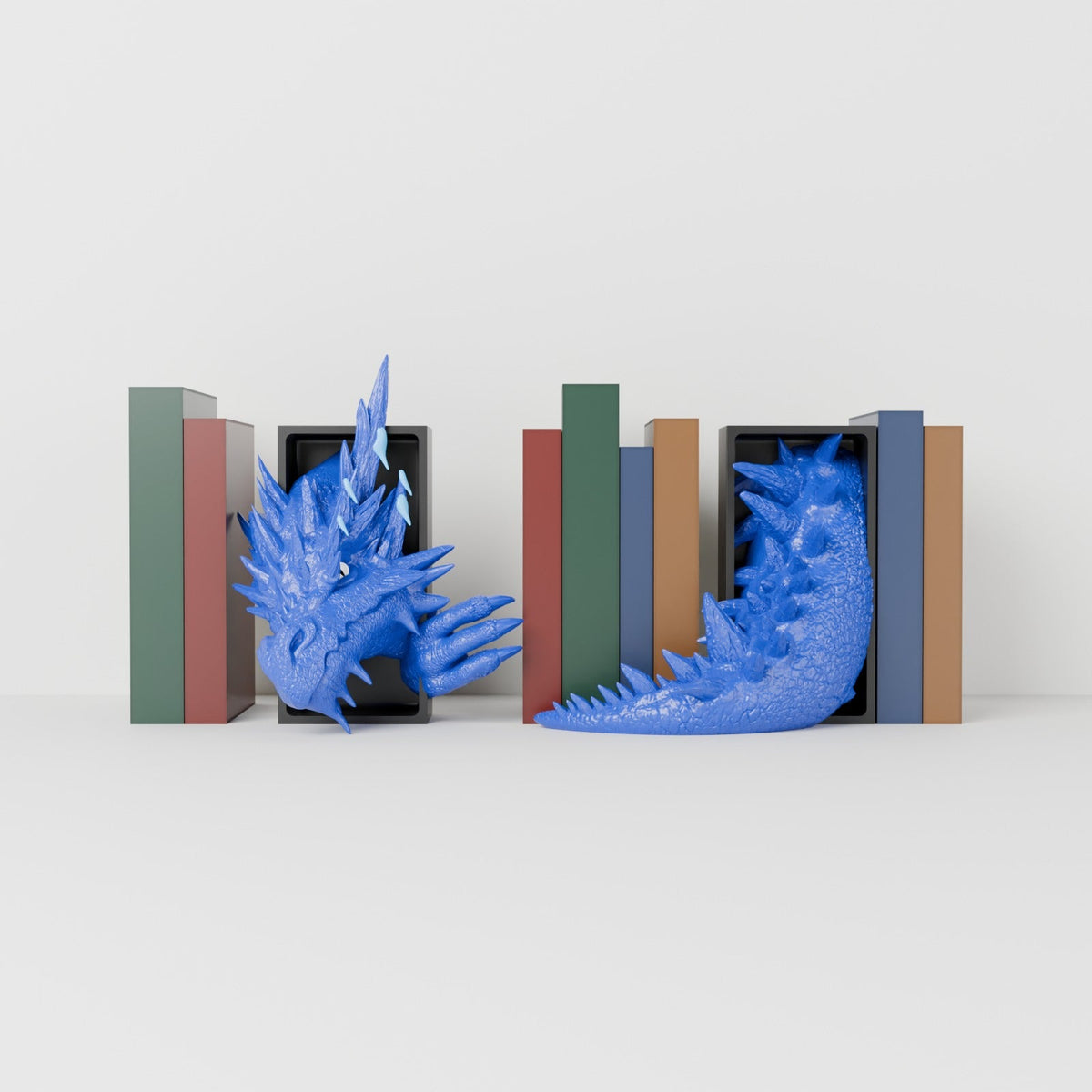 Ice Dragon Book Nook – Frost Dragon Head or Tail Bursting from Your Bookshelf - Northern Foundry