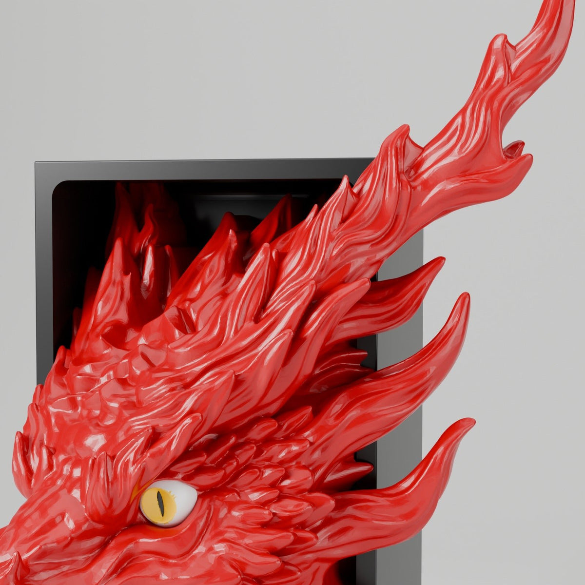 Inferno Dragon Book Nook – Fire Dragon Head or Tail Bursting from Your Bookshelf - Northern Foundry