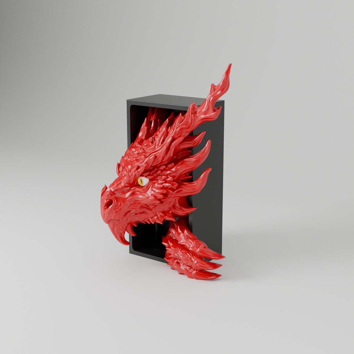 Inferno Dragon Book Nook – Fire Dragon Head or Tail Bursting from Your Bookshelf - Northern Foundry