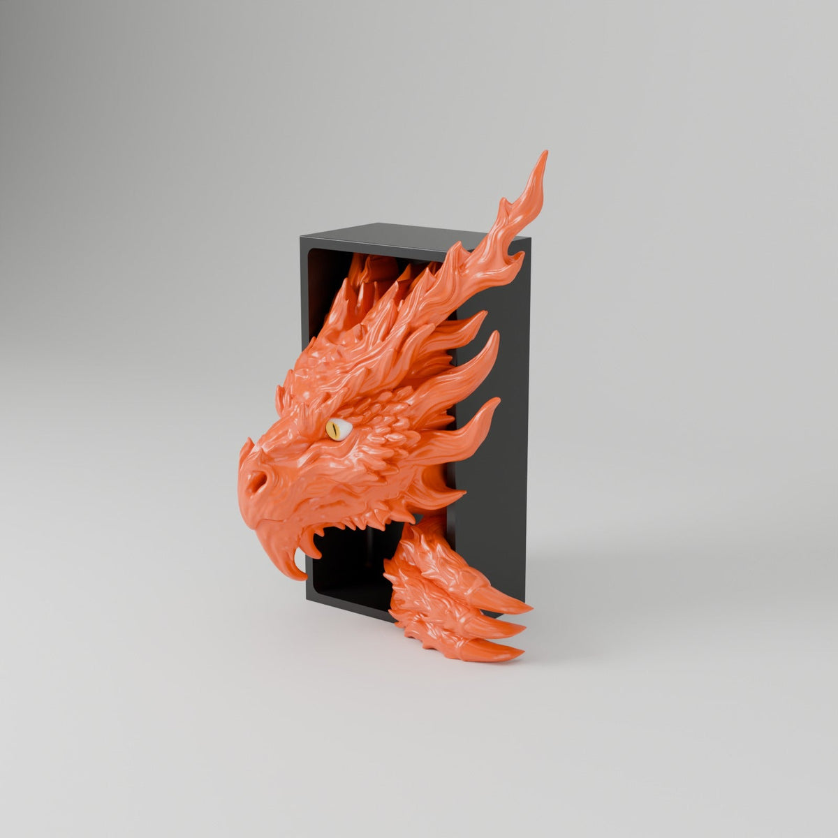 Inferno Dragon Book Nook – Fire Dragon Head or Tail Bursting from Your Bookshelf - Northern Foundry
