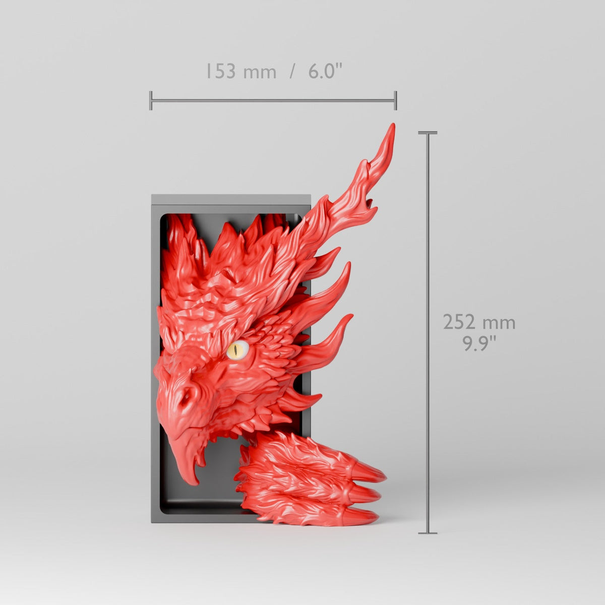 Inferno Dragon Book Nook – Fire Dragon Head or Tail Bursting from Your Bookshelf - Northern Foundry