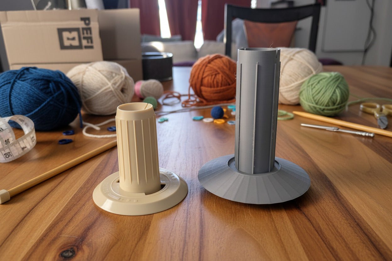 Jumbo Yarn Winder Upgrade Kit | Extended Spindle & Stabilizer Base | Converts Standard Manual Winder for Large Cakes (150g+) - Northern Foundry