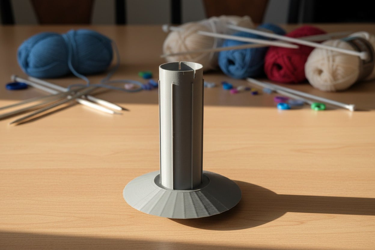 Jumbo Yarn Winder Upgrade Kit | Extended Spindle & Stabilizer Base | Converts Standard Manual Winder for Large Cakes (150g+) - Northern Foundry