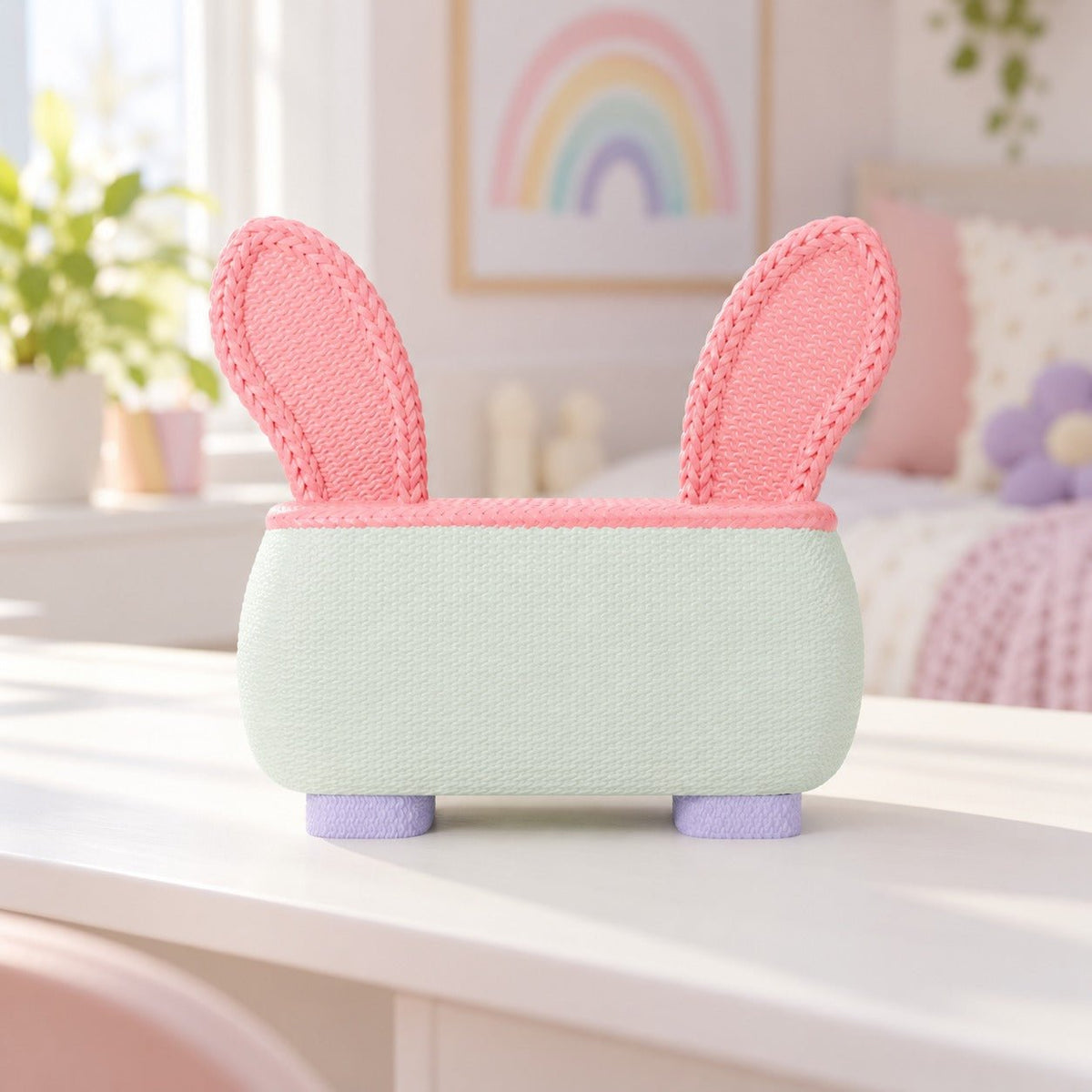 Knitted Bunny Desk Organizer – Bunny Ears Pen and Makeup Caddy - Northern Foundry
