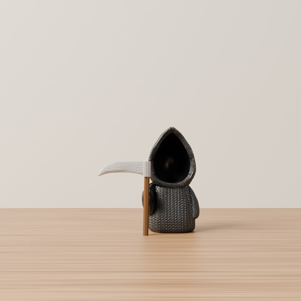 Knitted Grim Reaper Figurine – Cute Halloween LED Candle Holder with Scythe - Northern Foundry