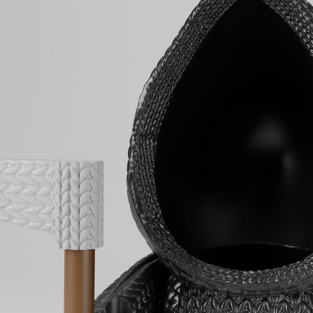 Knitted Grim Reaper Figurine – Cute Halloween LED Candle Holder with Scythe - Northern Foundry