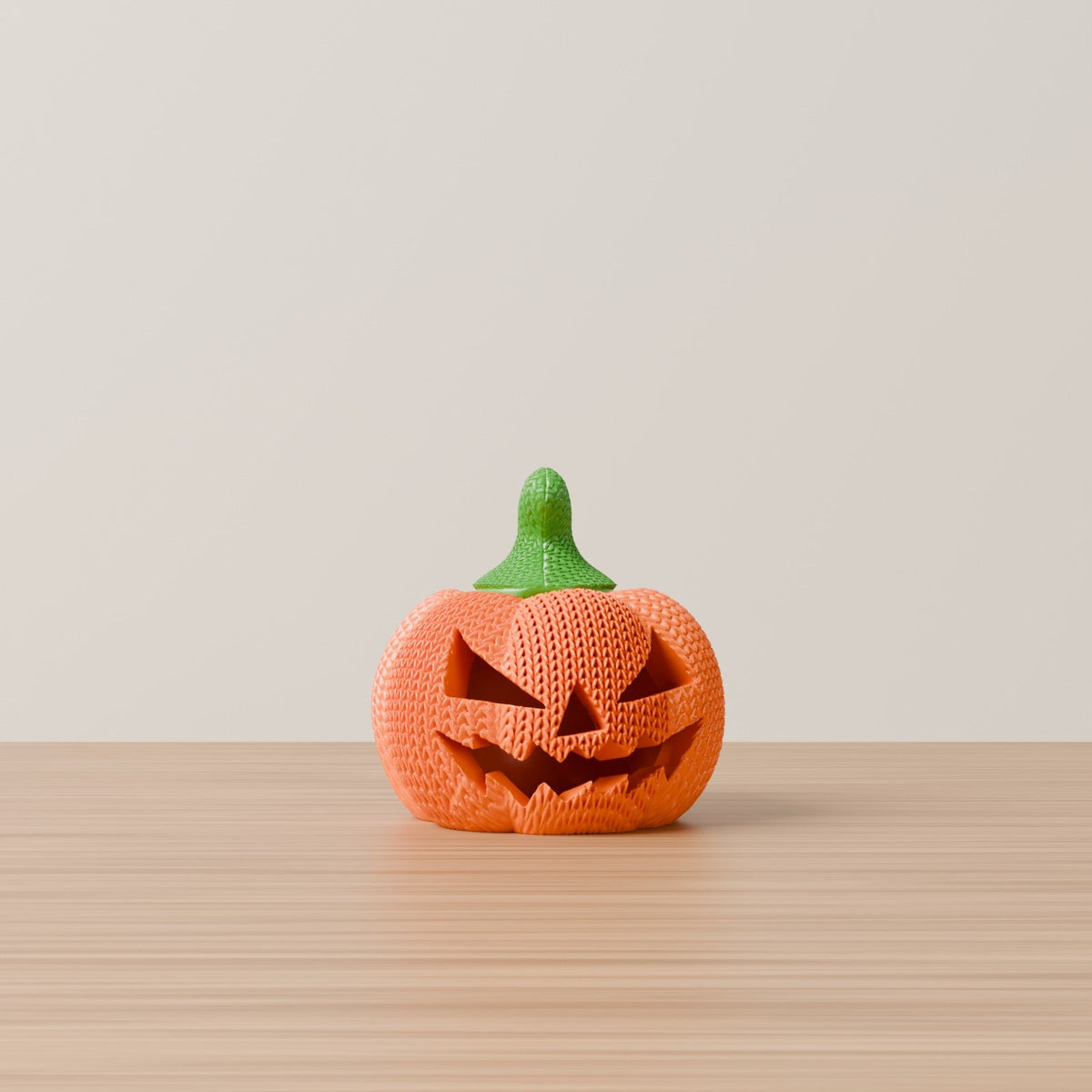 Knitted Pumpkin Jack-O-Lantern – Cozy Knit-Texture LED Tealight Pumpkin for Halloween and Fall - Northern Foundry