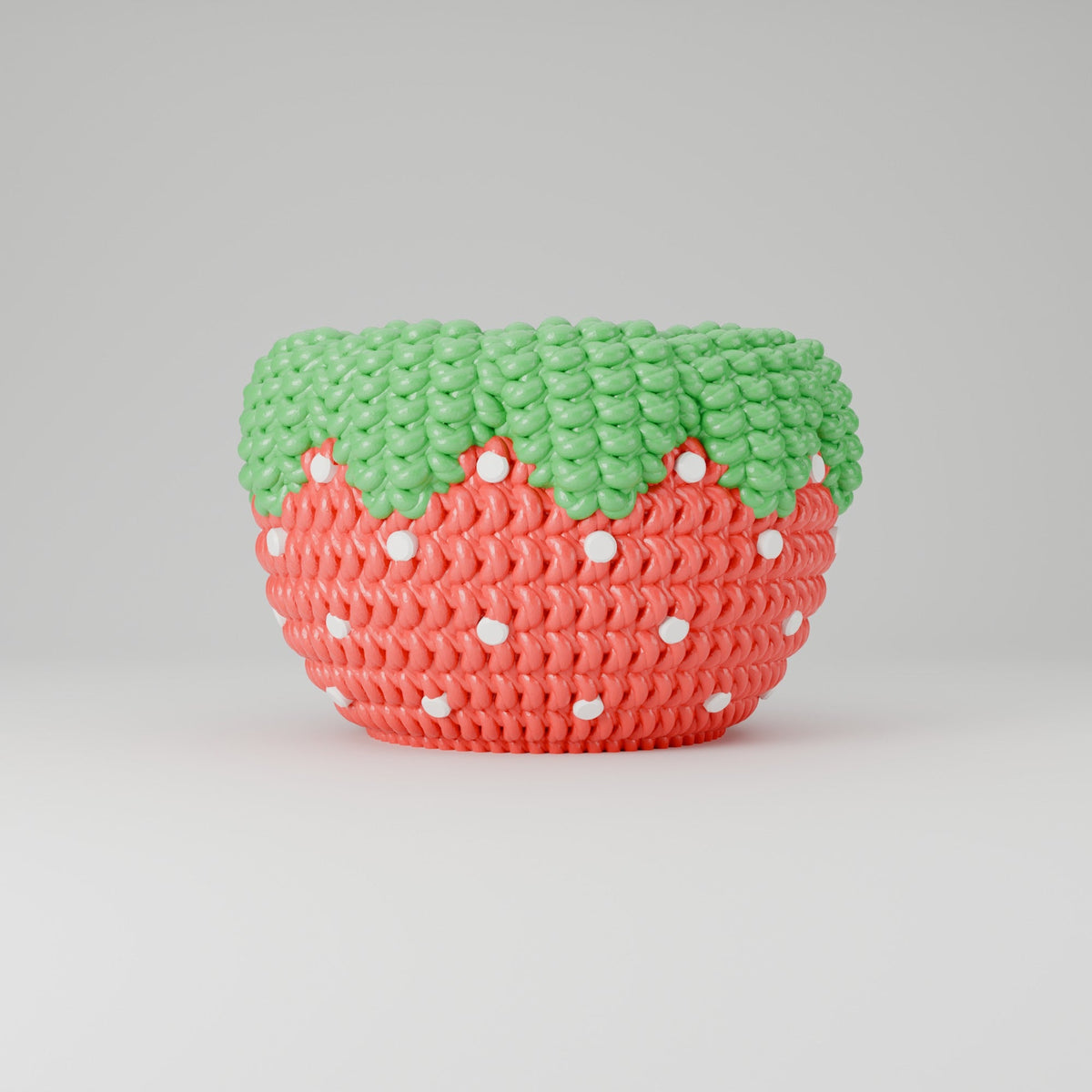 Knitted Strawberry Bowl – Crochet-Look Fruit Catchall - Northern Foundry