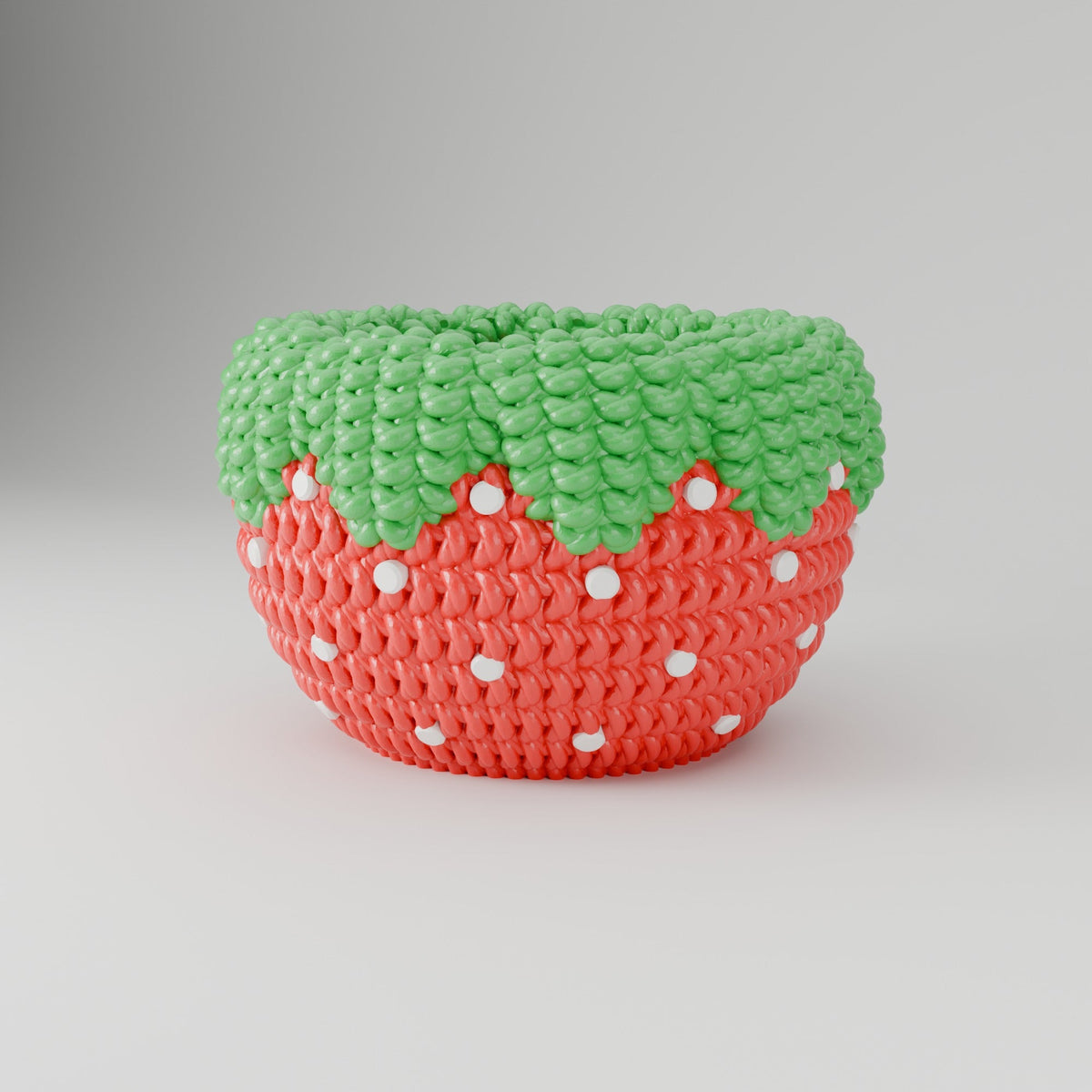 Knitted Strawberry Bowl – Crochet-Look Fruit Catchall - Northern Foundry