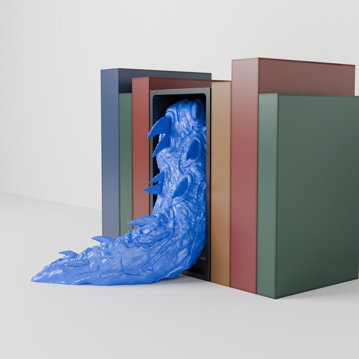 Lightning Dragon Book Nook – Storm Dragon Head or Tail Bursting from Your Bookshelf - Northern Foundry