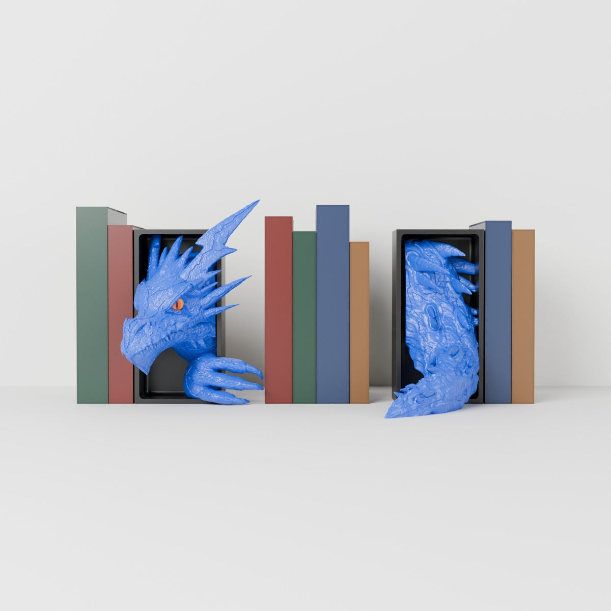 Lightning Dragon Book Nook – Storm Dragon Head or Tail Bursting from Your Bookshelf - Northern Foundry