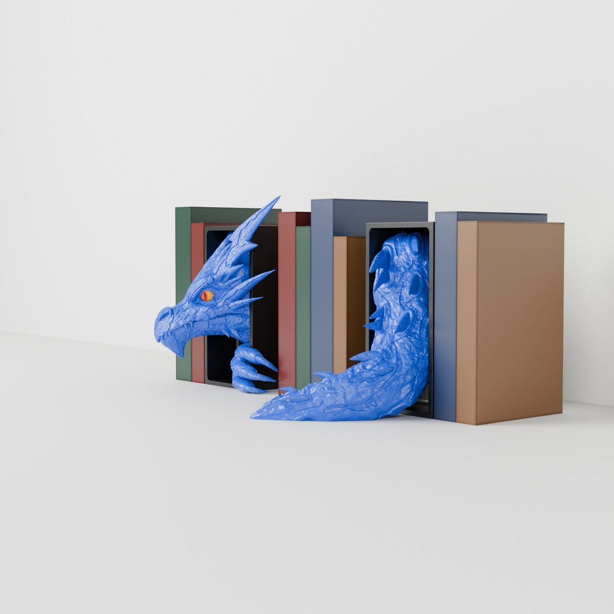 Lightning Dragon Book Nook – Storm Dragon Head or Tail Bursting from Your Bookshelf - Northern Foundry