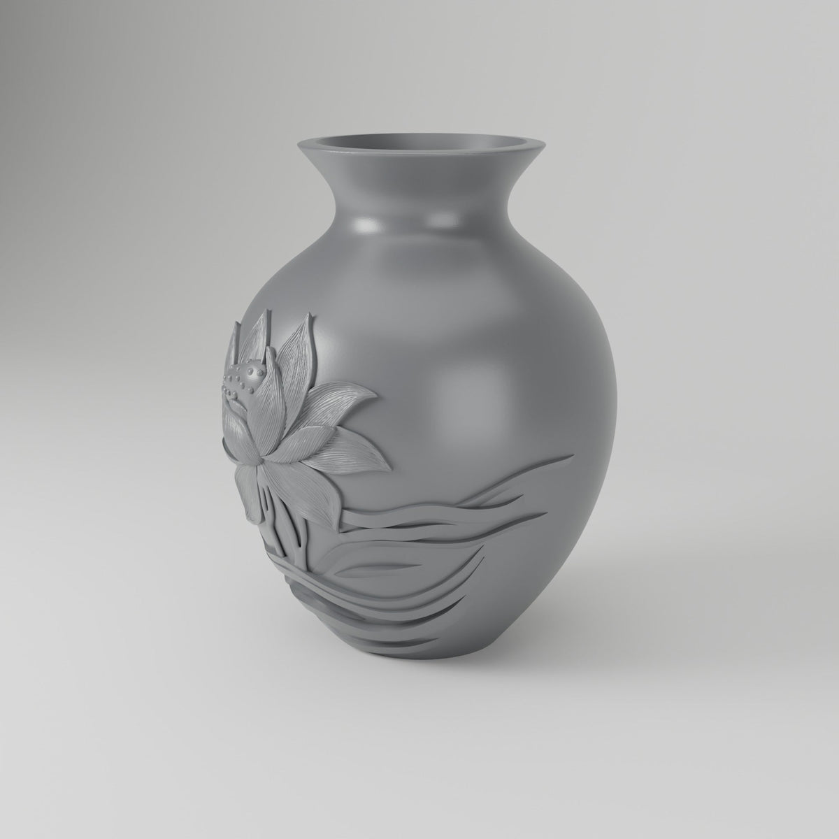 Lotus Relief Carved Flower Vase – Modern Sculptural Vase - Northern Foundry