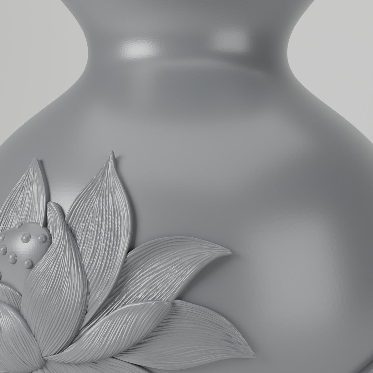 Lotus Relief Carved Flower Vase – Modern Sculptural Vase - Northern Foundry