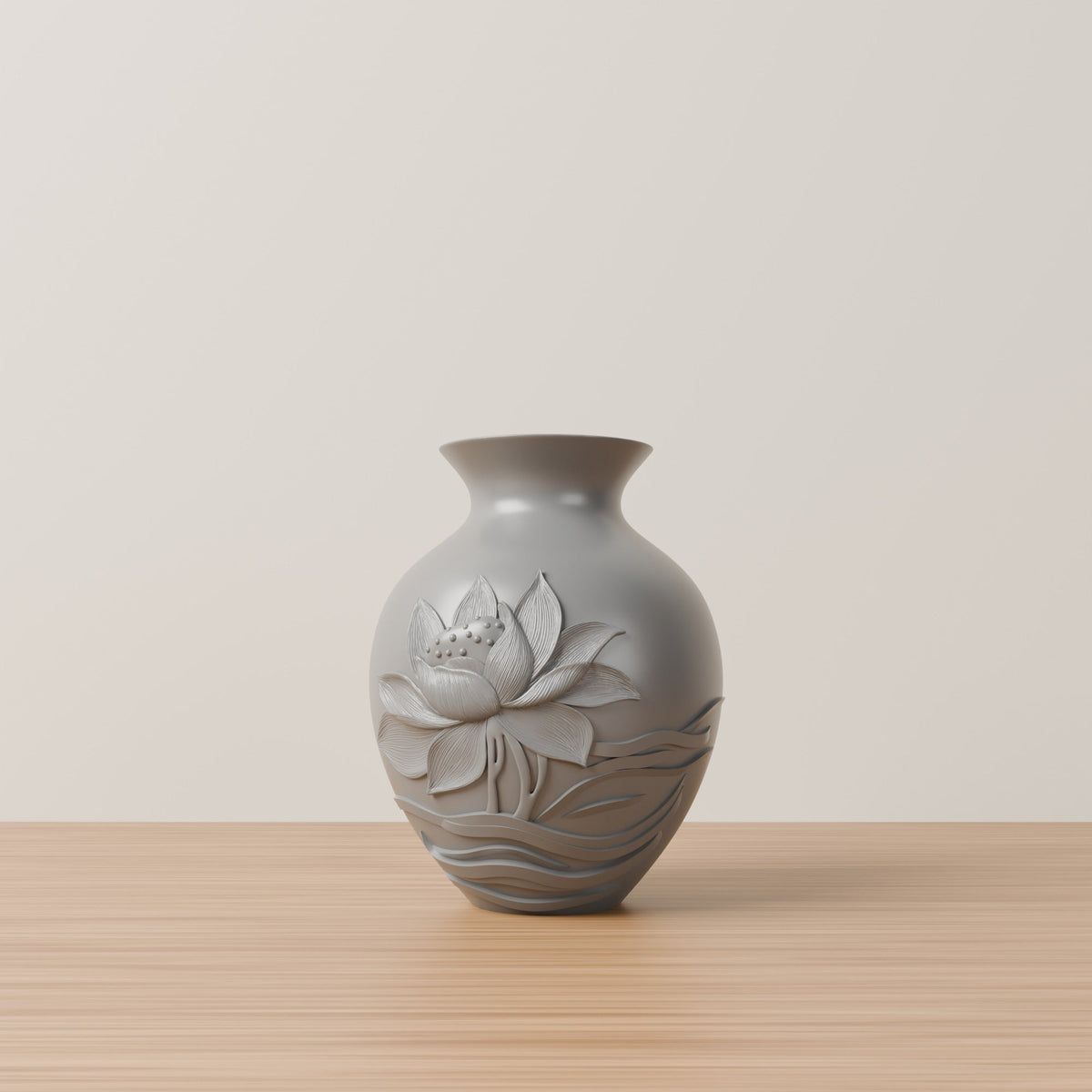 Lotus Relief Carved Flower Vase – Modern Sculptural Vase - Northern Foundry