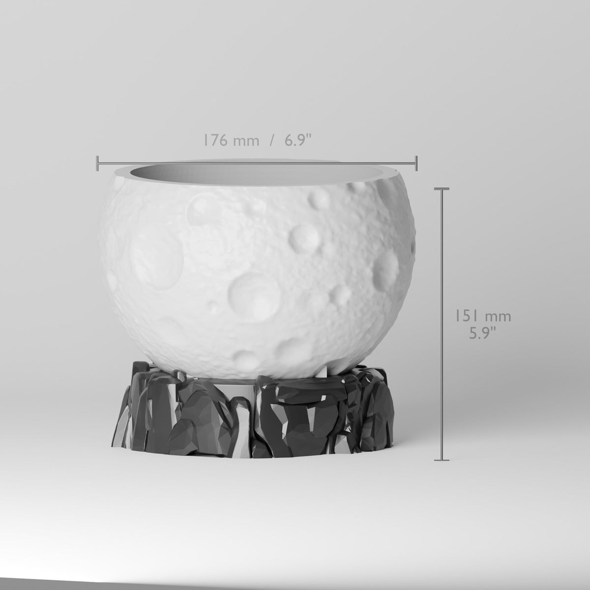 Lunar Crater Moon Planter – Moon Pot on Rocky Base - Northern Foundry