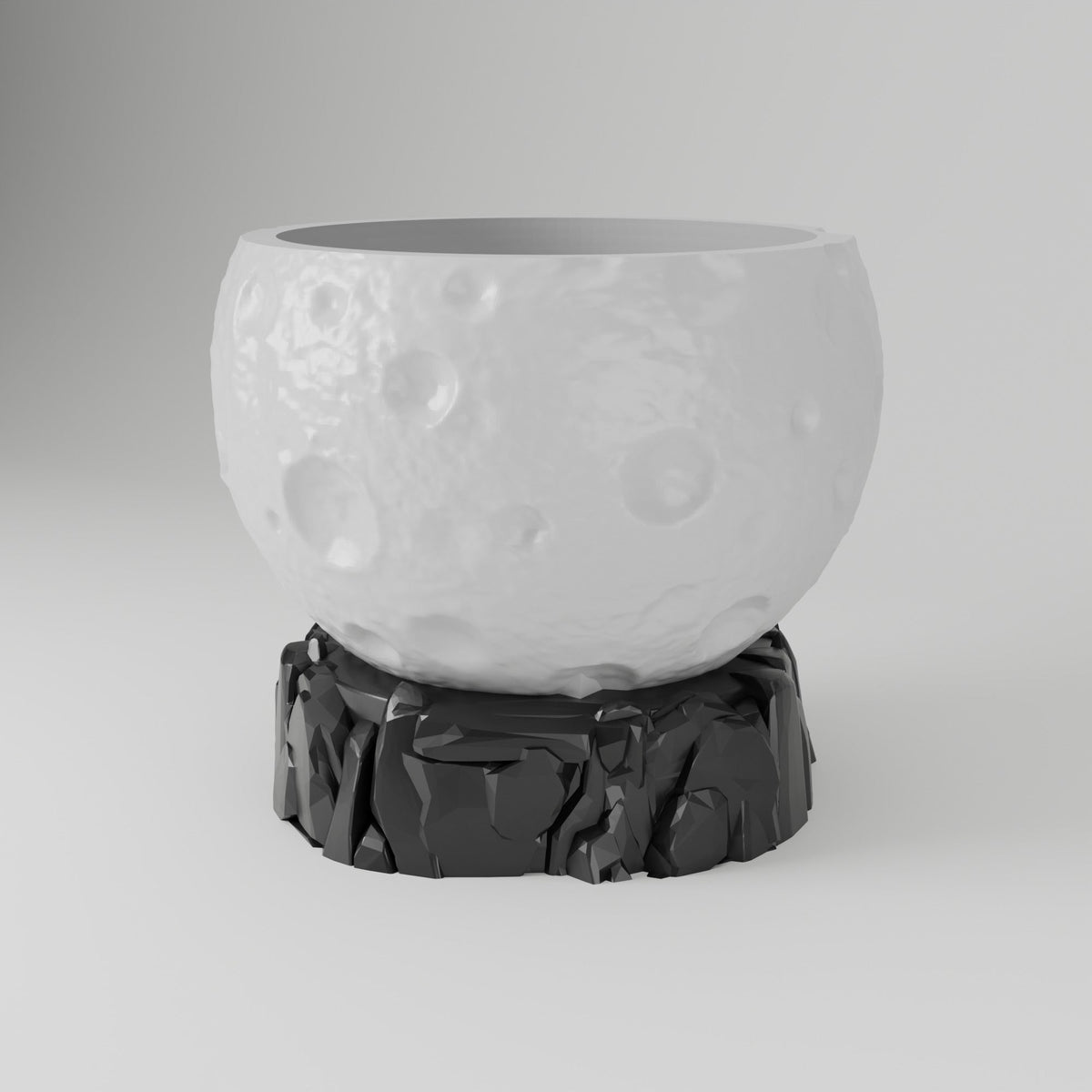 Lunar Crater Moon Planter – Moon Pot on Rocky Base - Northern Foundry