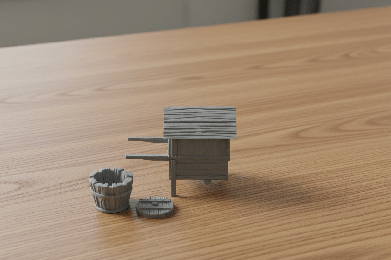 Medieval Market Square Terrain | Merchant Stalls, Fountain & Cart | RPG Village Scatter Scenery | Dragonshire Series - Northern Foundry