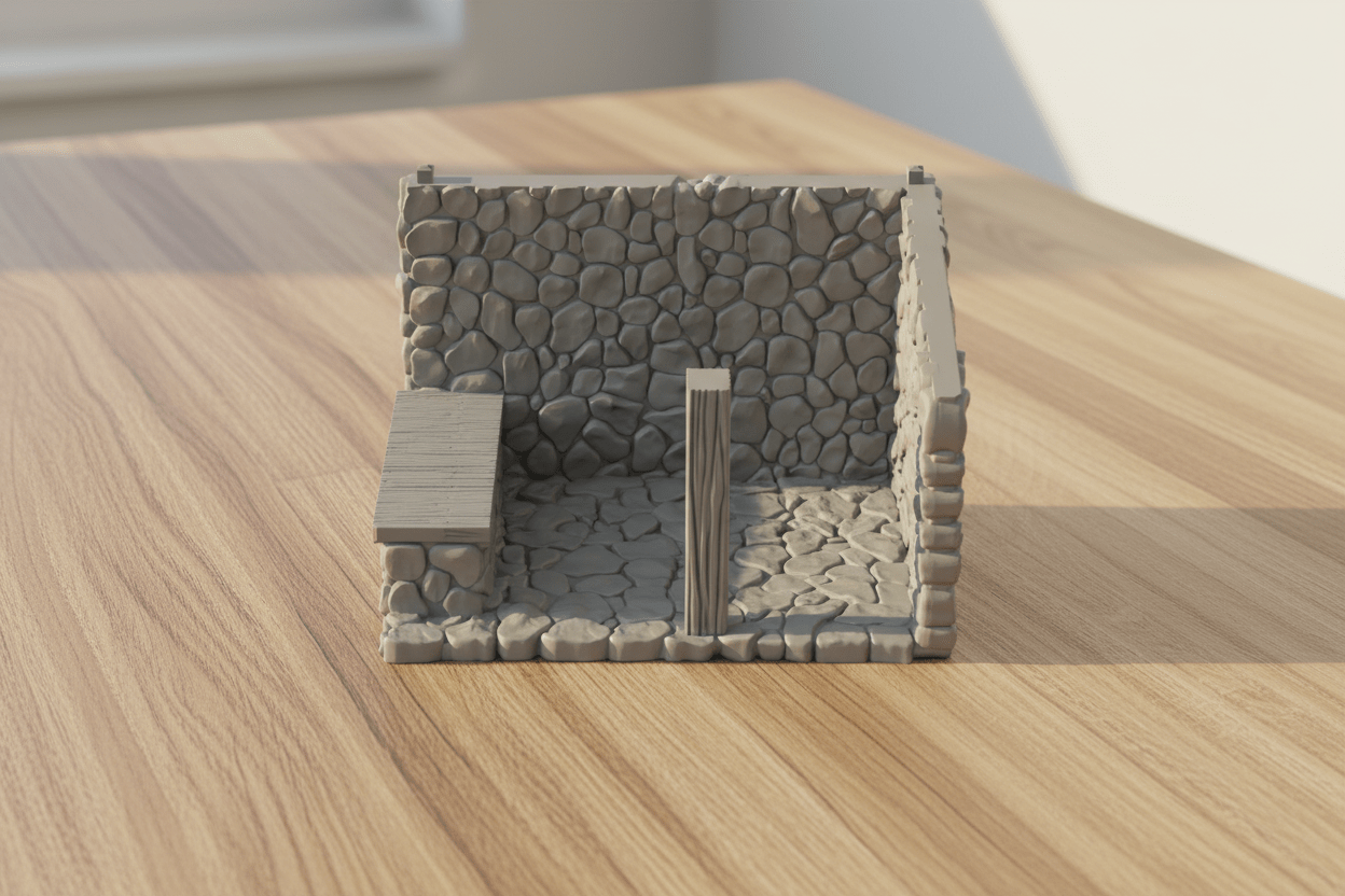 Medieval Village Blacksmith Shop — Removable Roof Terrain with Forge Interior — RPG Scenery